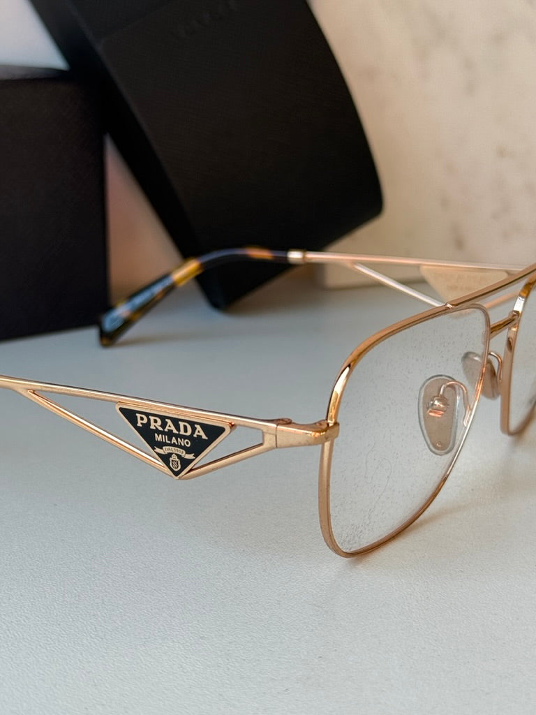 Prada PR B50V Pilot Eyeglasses Frames in Rose Gold