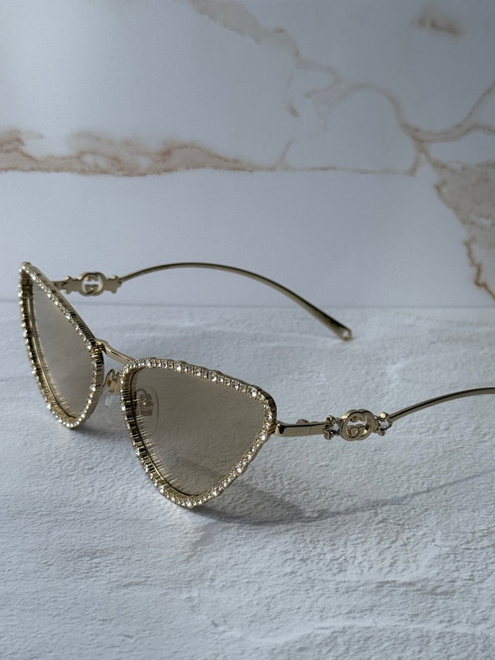 Gucci GG1569S Cat Eye Sunglasses in Gold Crystal