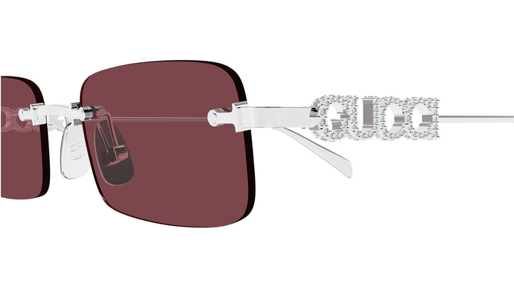 Gucci GG1808S Rimless Sunglasses in Silver Red Crystal