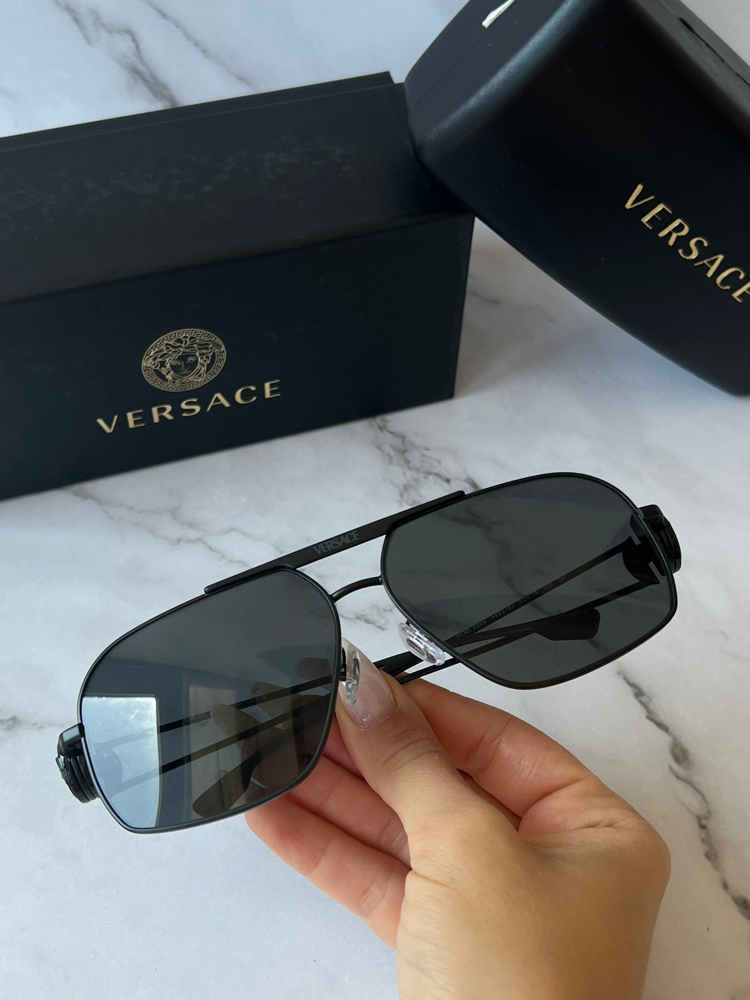 Versace VE2269 Black Medusa Aviator Sunglasses – Designer Daydream