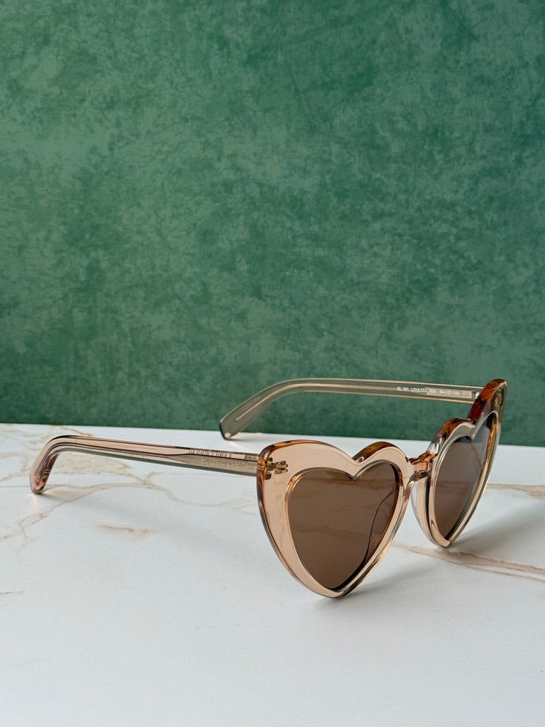 Saint Laurent SL181 Loulou Heart Sunglasses in Nude