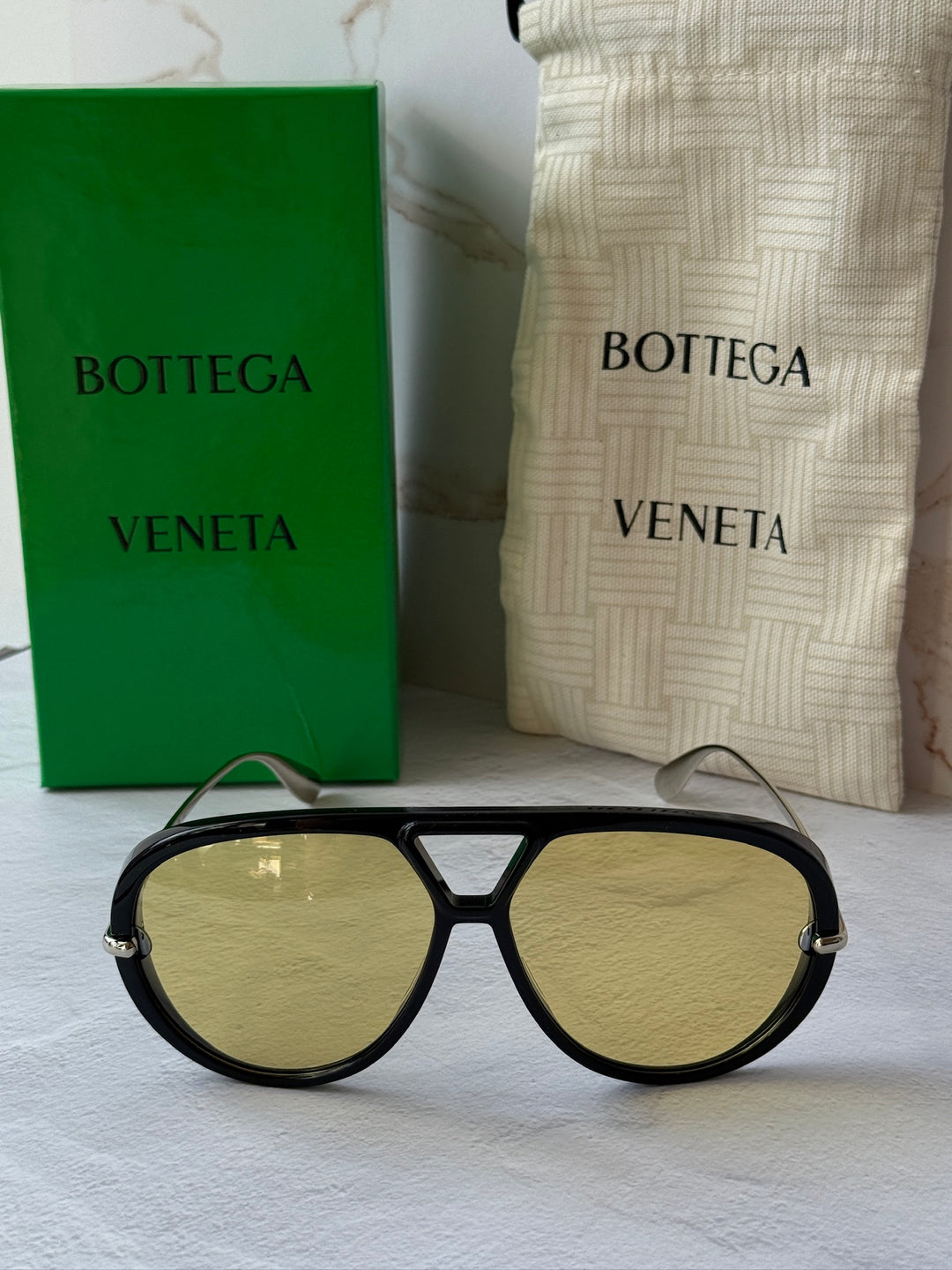 Bottega Veneta BV1274S Black Aviator Sunglasses