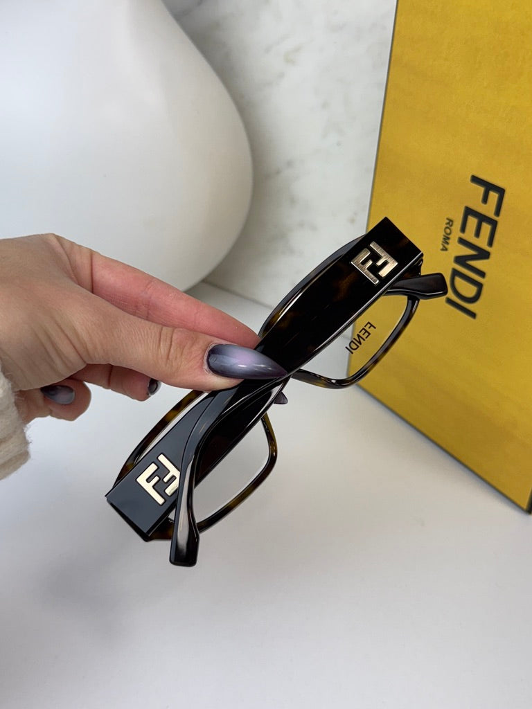 Fendi FE50115I Squared Unisex Brown Frames