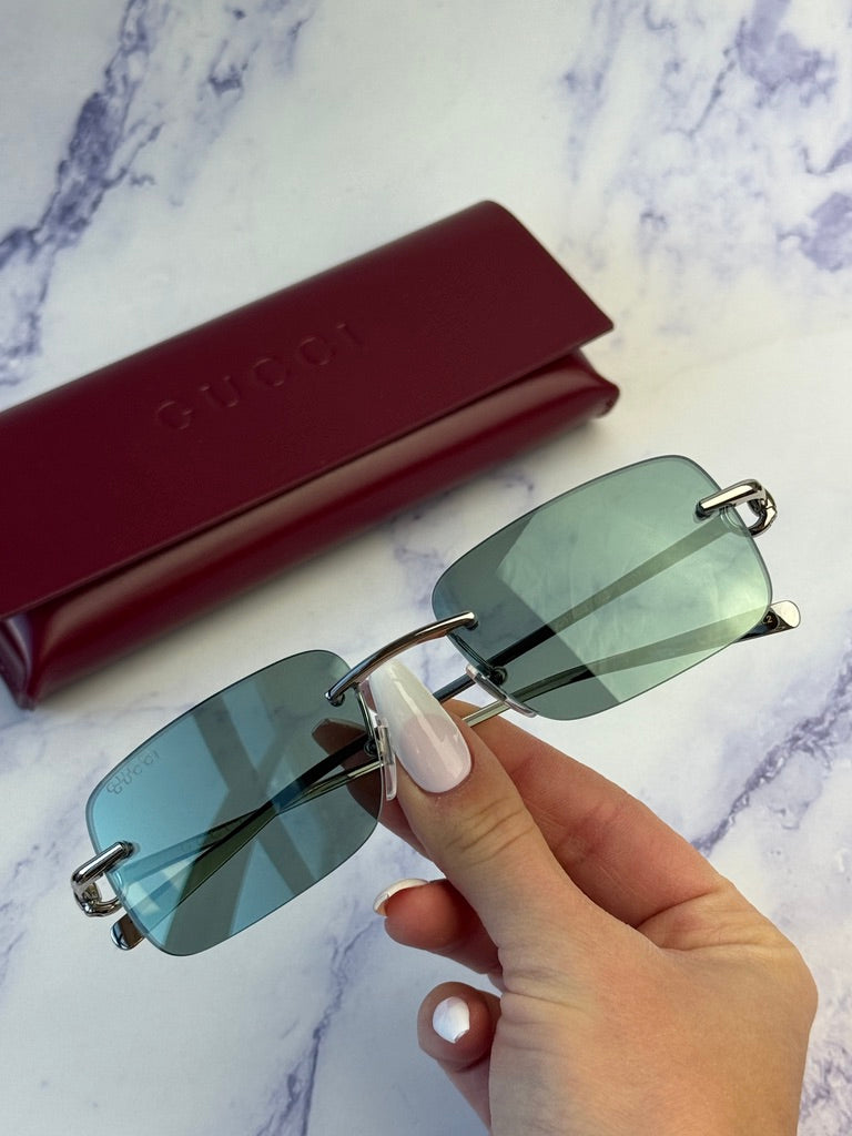 Gucci GG1703S Rimless Sunglasses in Silver Mirror