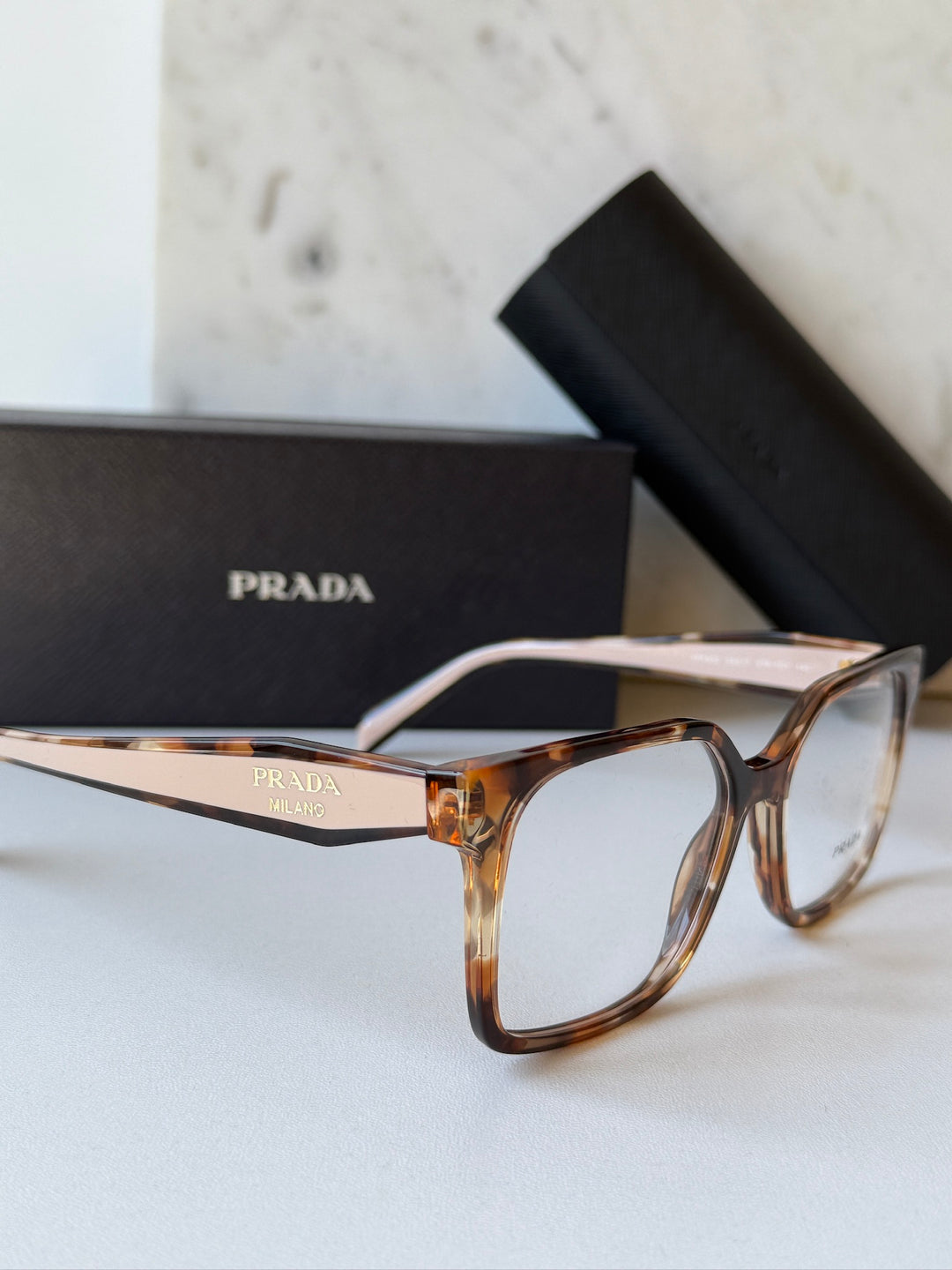 Prada PR B03V Eyeglasses Frames in Havana Caramel