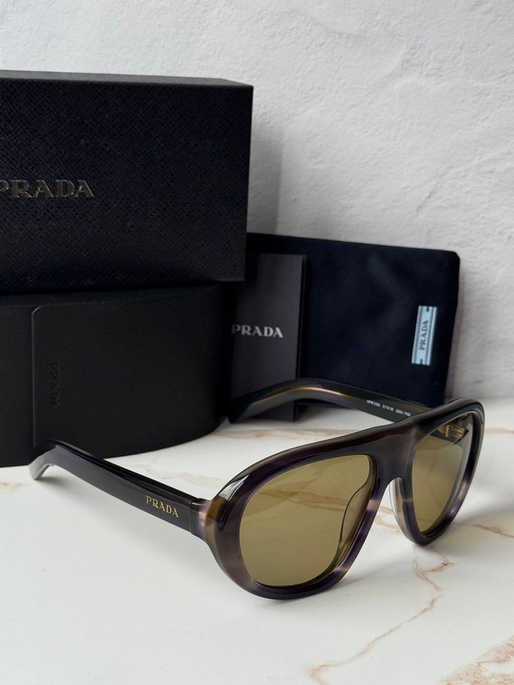 Prada PR C05S Aviator Sunglasses in Havana Yellow