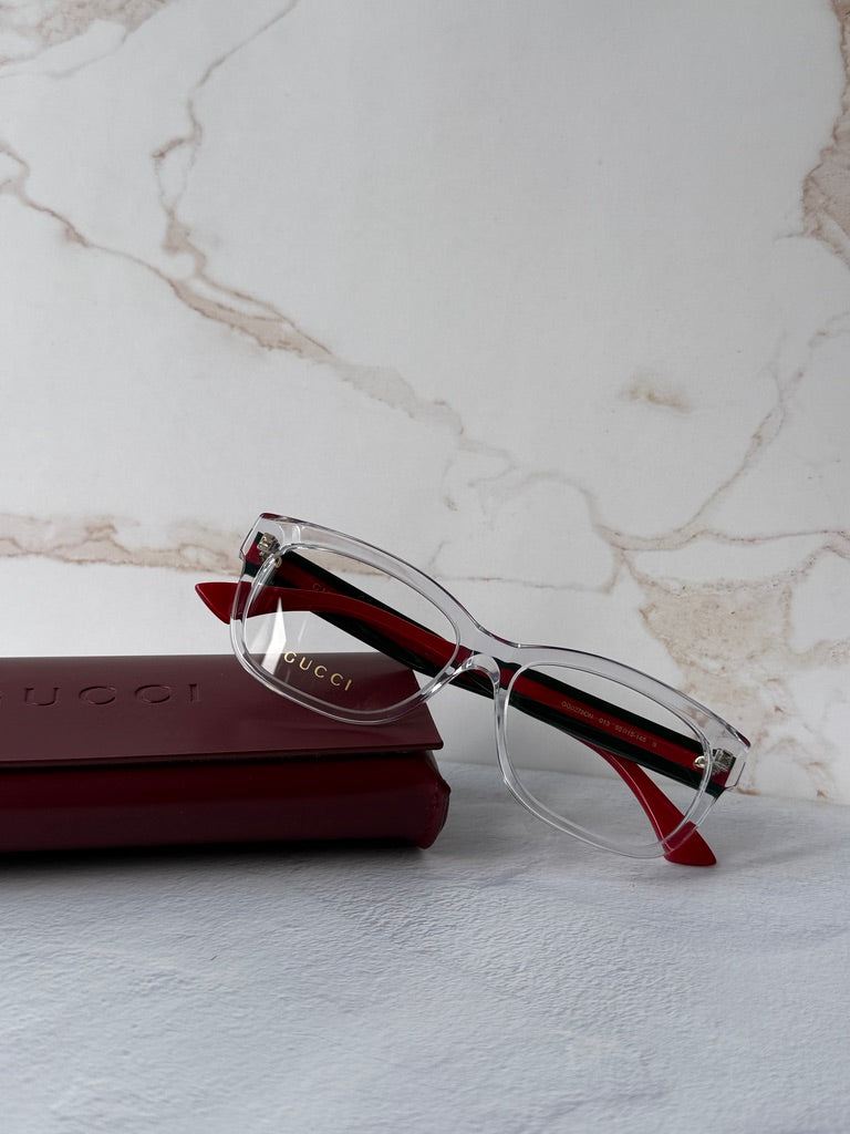Gucci GG0278ON Transparent Clear Striped Leg Frames