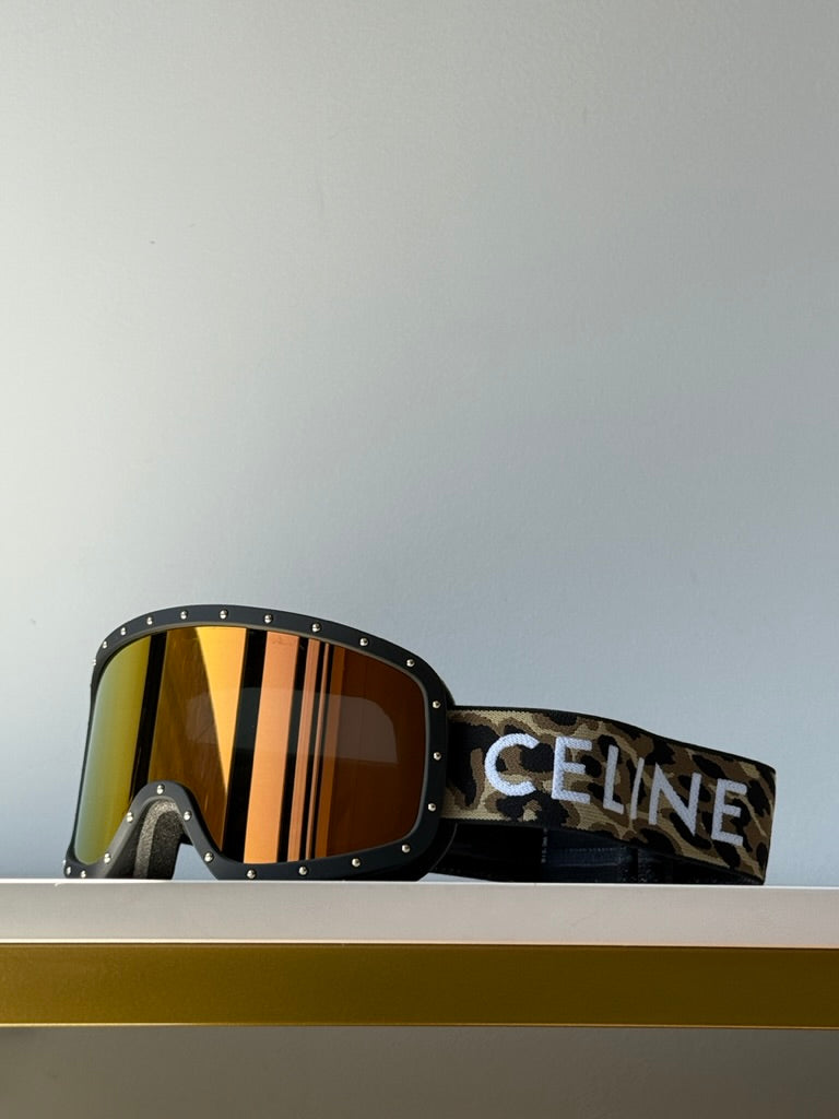 Celine CL40196U Black Gold Studded Mirror Ski Mask