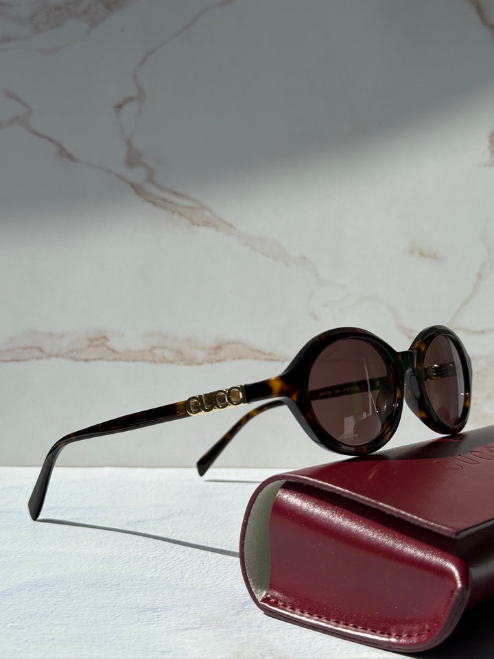 Gucci GG2153S Oval Sunglasses in Havana Brown
