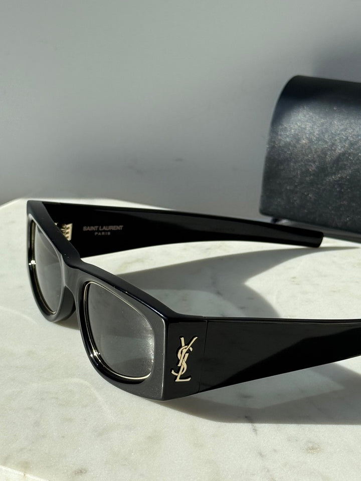 Saint Laurent SLM140 Rim Sunglasses in Black Gold
