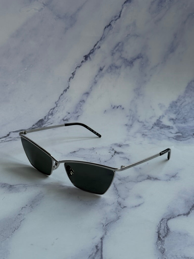 Saint Laurent SL637 Cat Eye Sunglasses in Silver