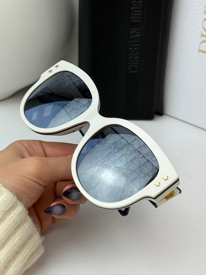 Dior Pacific B2F Rounded Sunglasses in White Mirror