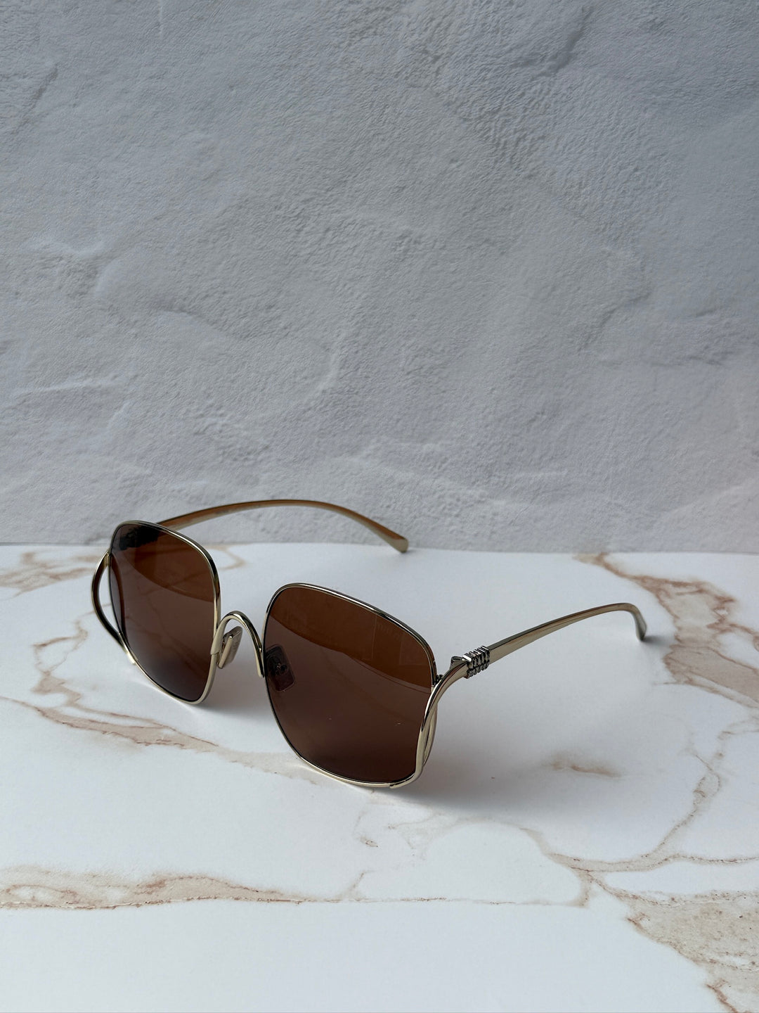 Miu Miu MU A57S Gold Brown Oversized Round Sunglasses
