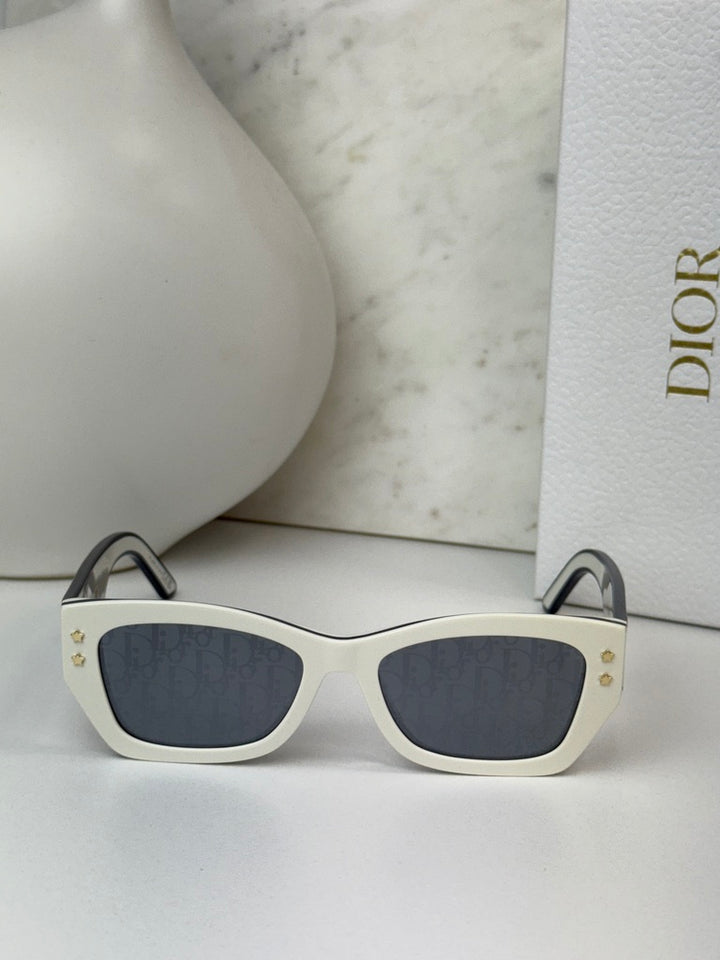 Dior Pacific S2U Cat Eye Sunglasses in White Logo Mirror