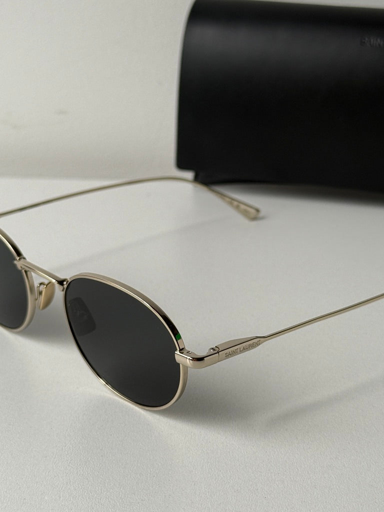 Saint Laurent SL799 Round Metal Sunglasses in Gold