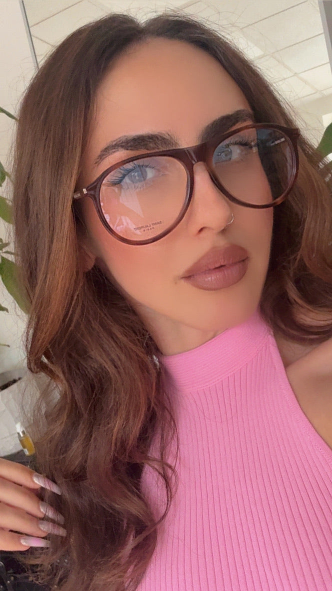 Saint Laurent SL667 Opt Bluelight Frames in Havana Brown