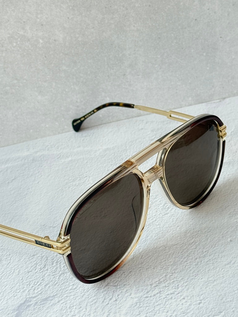 Gucci GG1104S Brown Aviator Sunglasses