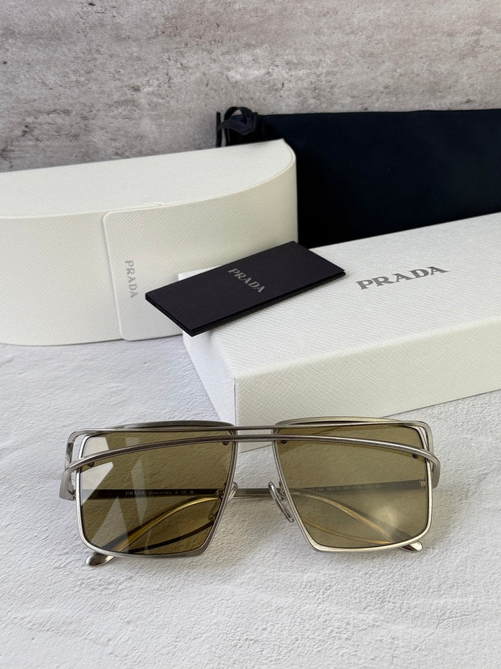 Prada PR C55S Square Sunglasses in Silver