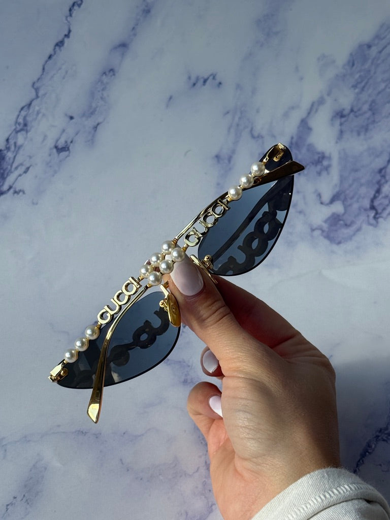 Gucci GG1920S Rimless Cat Eye Pearl Sunglasses
