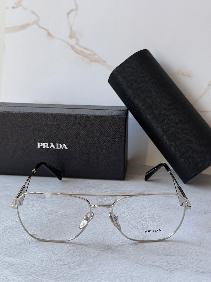 Prada PR B50V Pilot Eyeglasses Frames in Silver