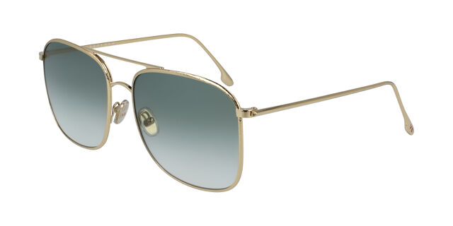 Victoria Beckham VB202S gold squared aviator sunglasses with sage-tinted lenses