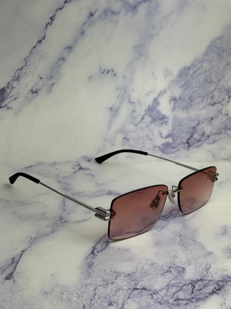 Bottega Veneta BV1126S Rimless Sunglasses in Silver Pink