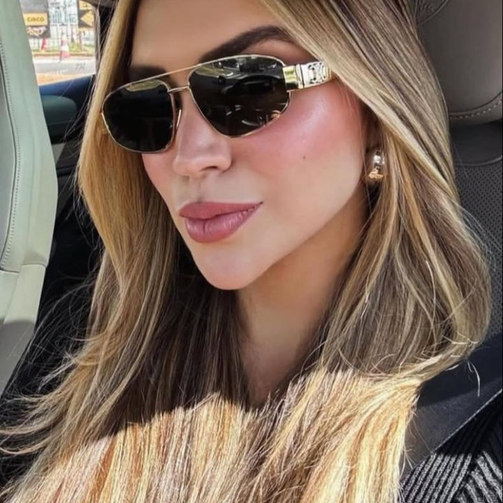 Celine CL40281U Triomphe Gold Metal Aviator Sunglasses