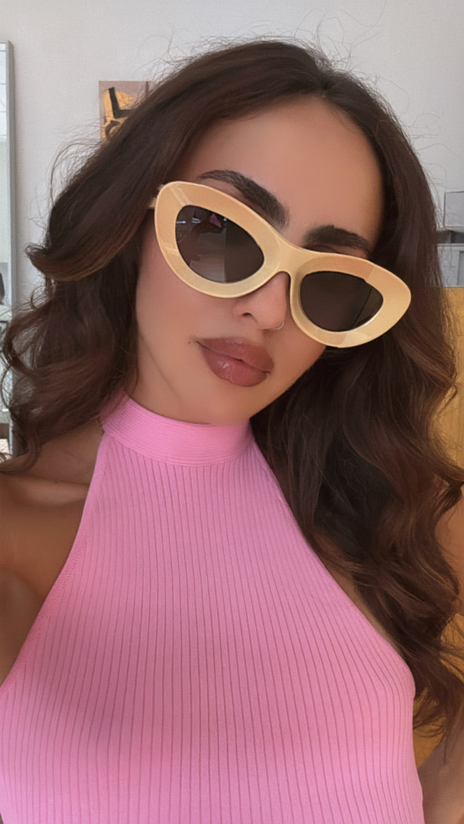 Bottega Veneta BV1325S Thick Rim Sunglasses in Yellow – Designer
