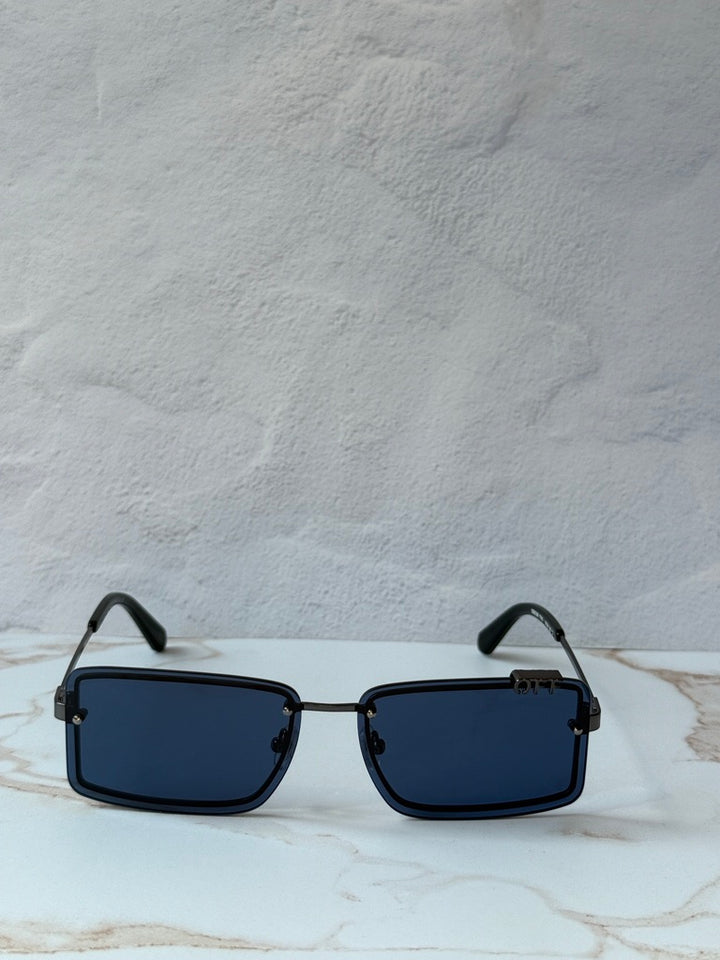 Off White Tampa Square Rimless Sunglasses in Dark Blue