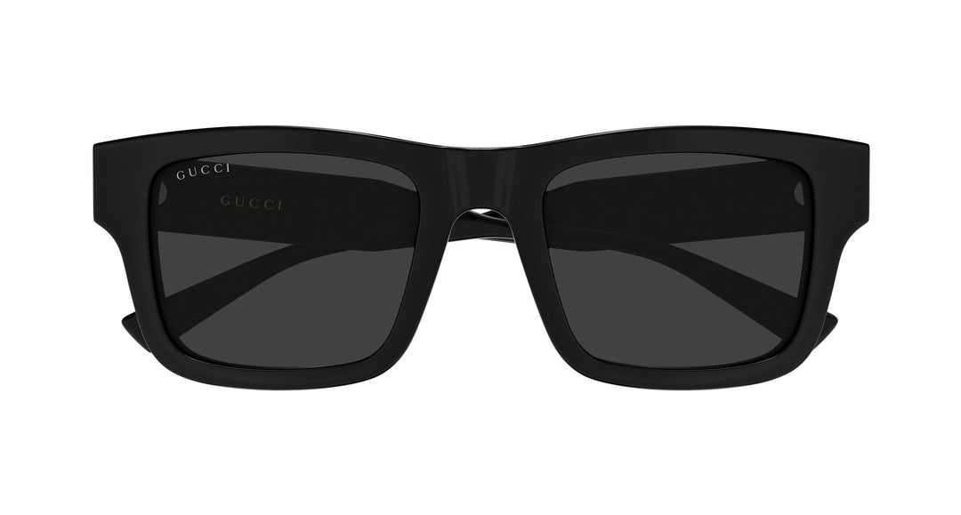 Gucci black square sunglasses with dark lenses, front view