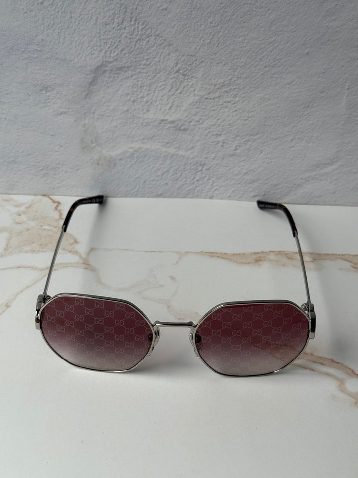 Gucci GG2046S Oversized Sunglasses in Silver Monogram Logo