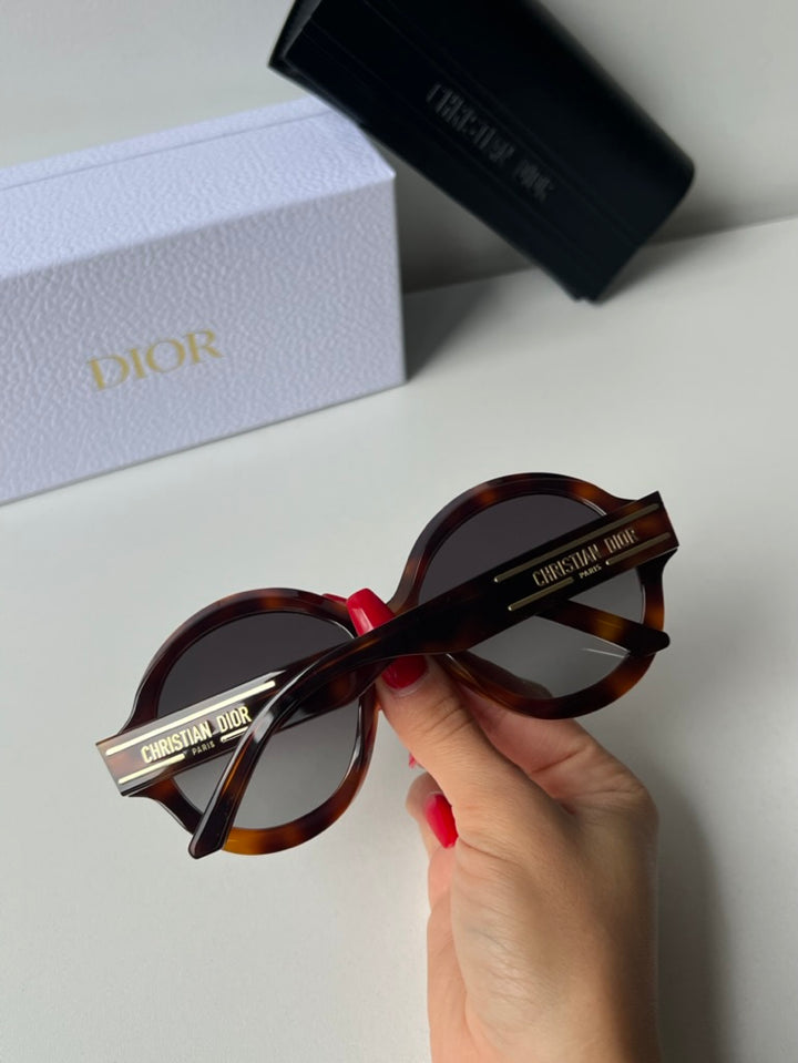 Dior DiorSignature R1U Round Sunglasses in Havana Brown