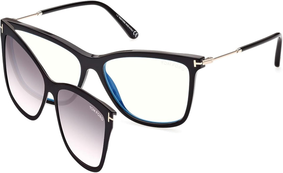 Tom Ford FT5824-B Clip On Cat Eye Sunglasses in Black