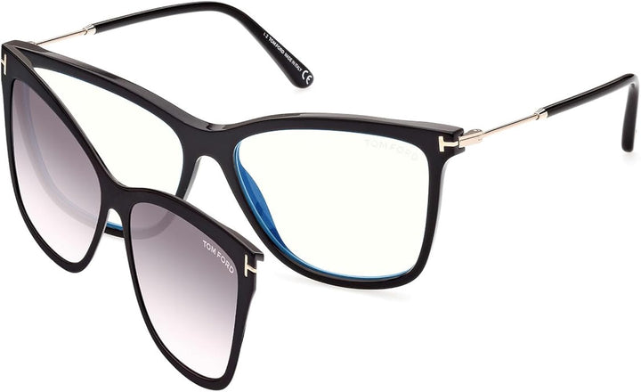 Tom Ford FT5824-B Clip On Cat Eye Sunglasses in Black
