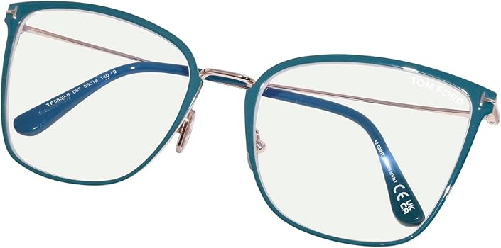 Tom Ford FT5839-B Turquoise Squared Cat Eye Bluelight Frames