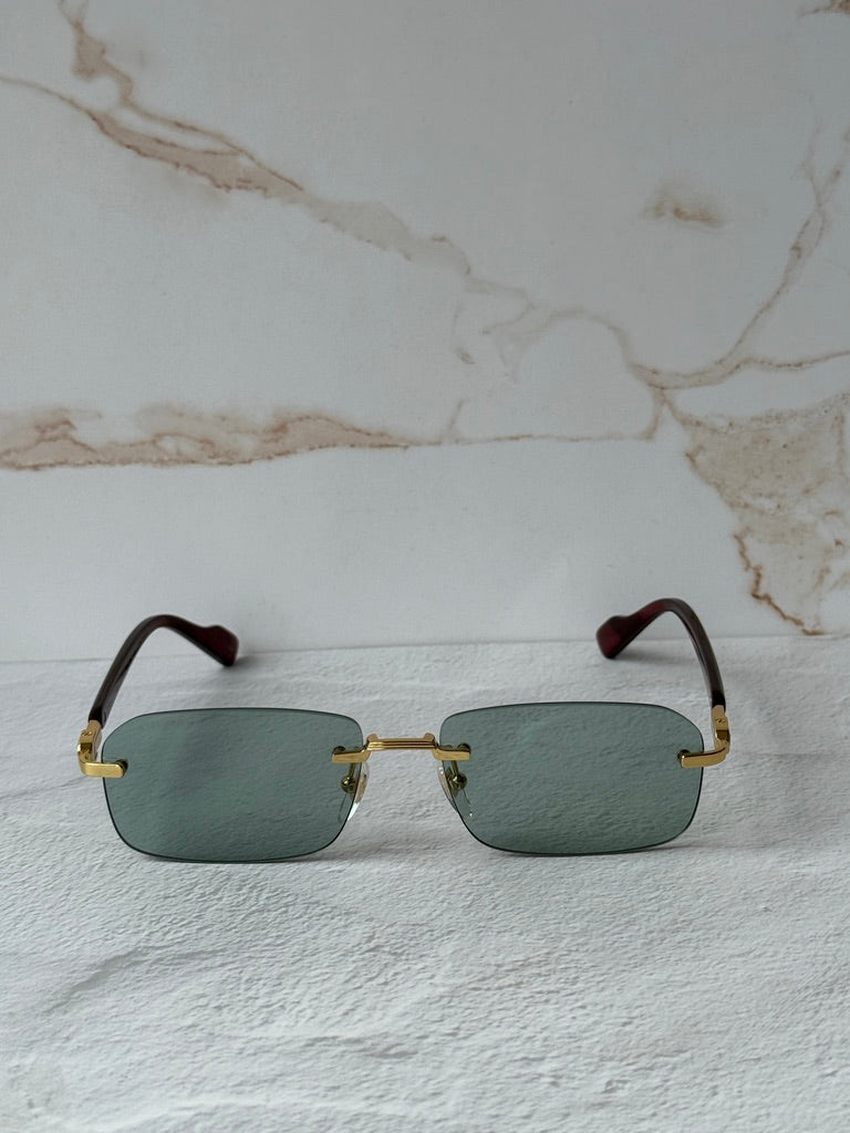 Gucci GG1221S Green Tinted Rimless Sunglasses