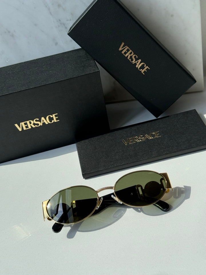 Versace VE2299 Oval Medusa Sunglasses in Gold Green