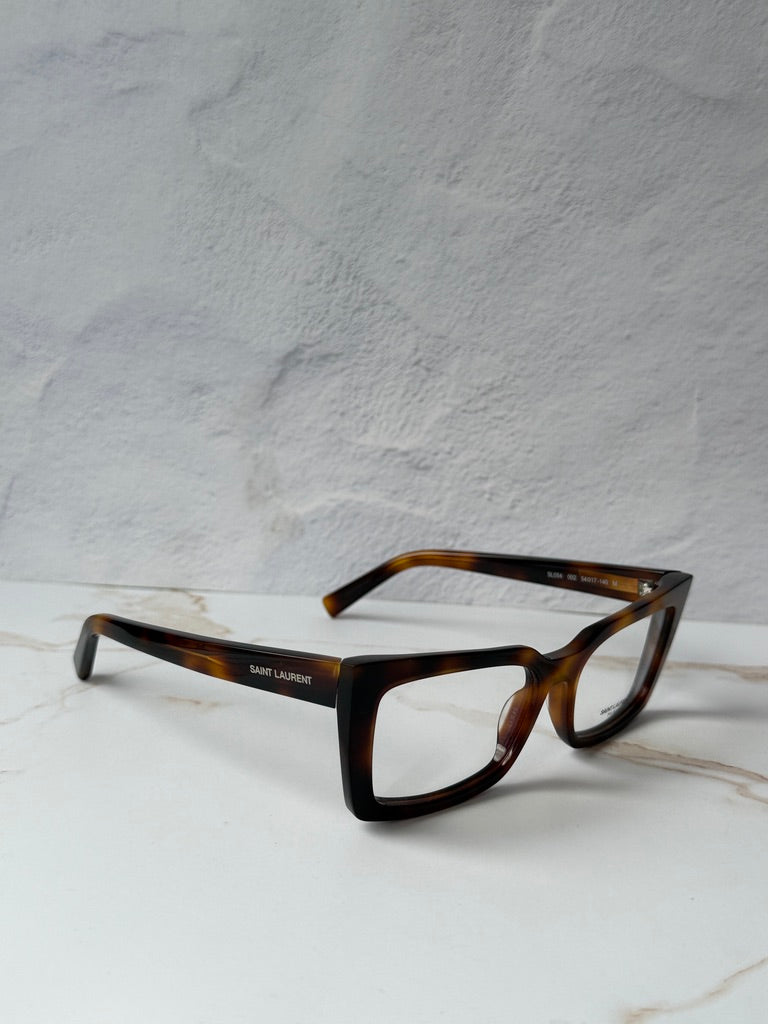 Saint Laurent SL554 Eyeglasses Frames in Havana Brown