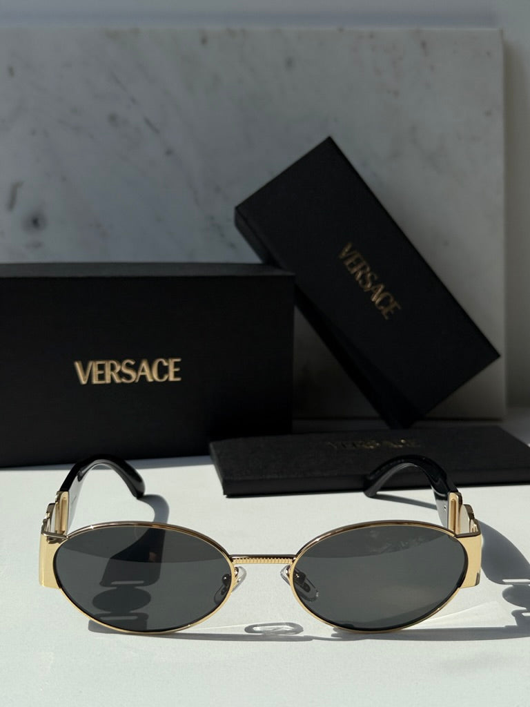 Versace VE2299 Oval Medusa Sunglasses in Gold Grey
