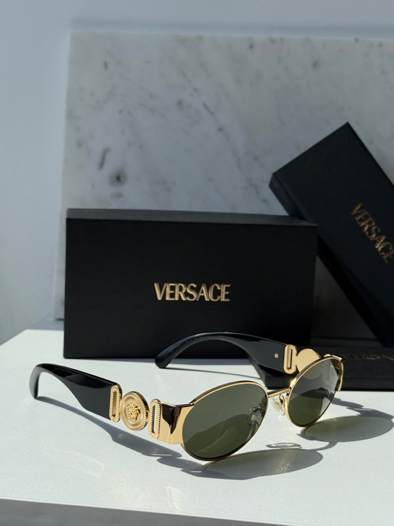 Versace VE2299 Oval Medusa Sunglasses in Gold Green