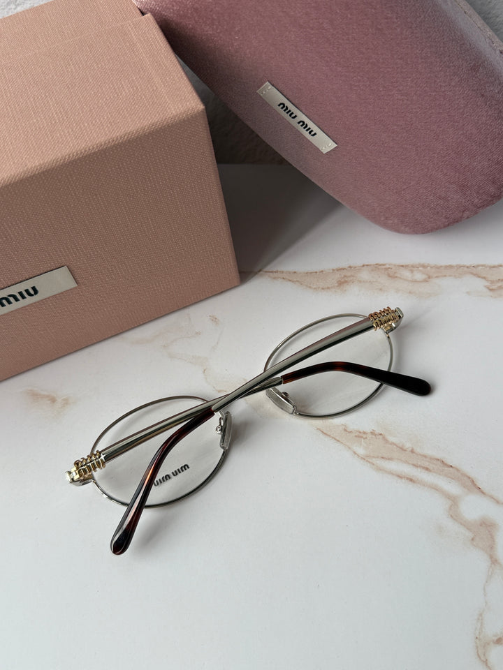Miu Miu MU50ZV Silver Oval Eyeglasses Frames