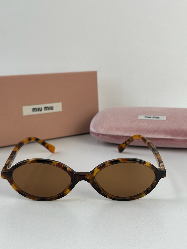 Miu Miu MU04ZS Light Havana Mirrored Sunglasses