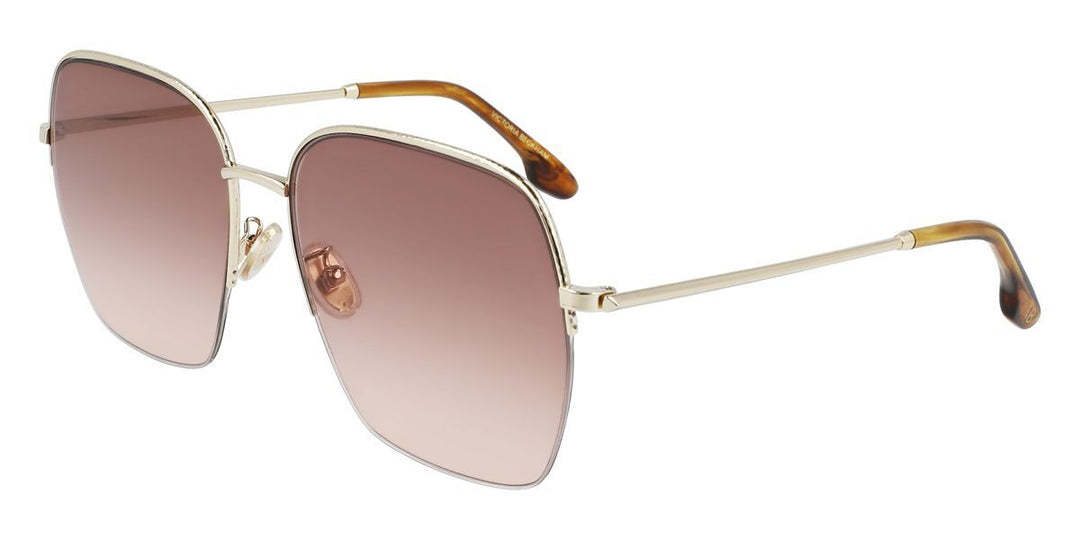 Victoria Beckham square sunglasses with gold frame and rose-tinted lenses