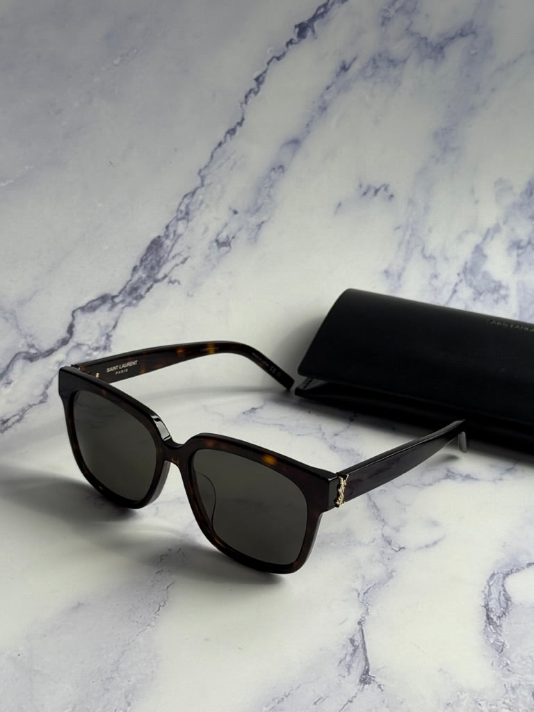 Saint Laurent SLM40/FN Square Sunglasses in Havana Brown
