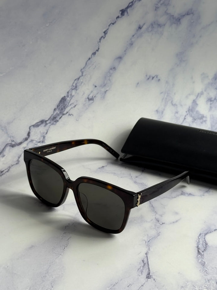 Saint Laurent SLM40/FN Square Sunglasses in Havana Brown