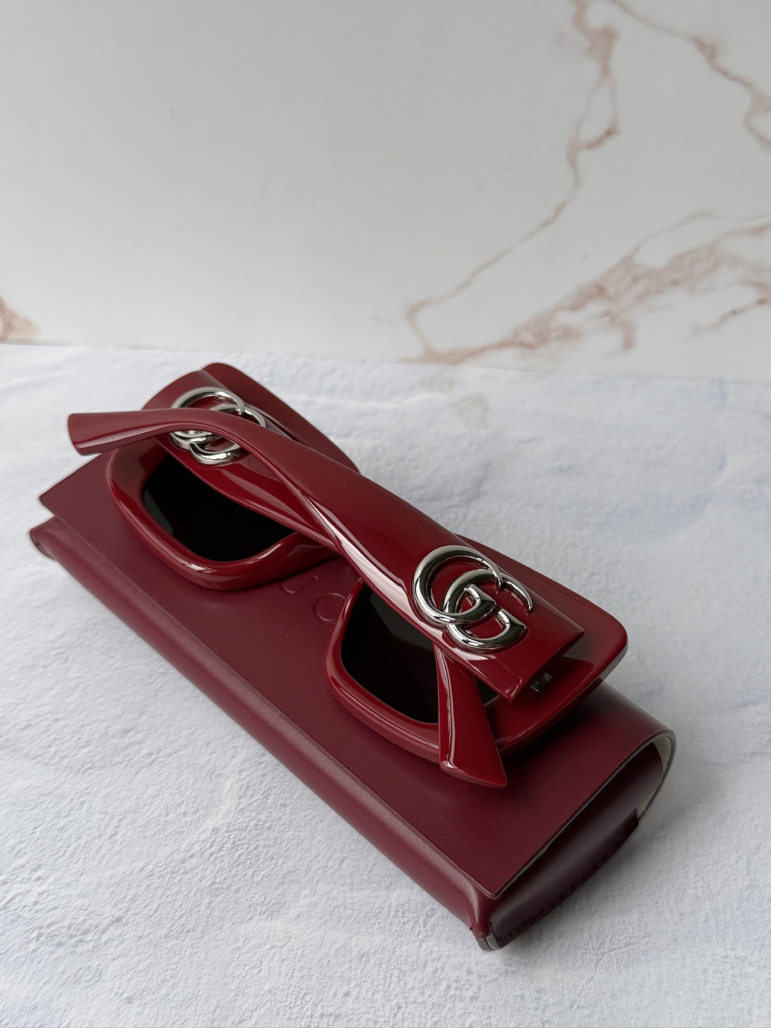 Gucci GG1975S Thick Rim Cat Eye Sunglasses in Burgundy