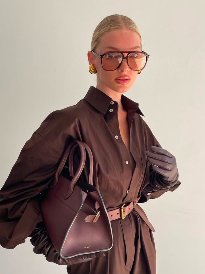 Saint Laurent SL596 Dune Sunglasses in Havana Brown