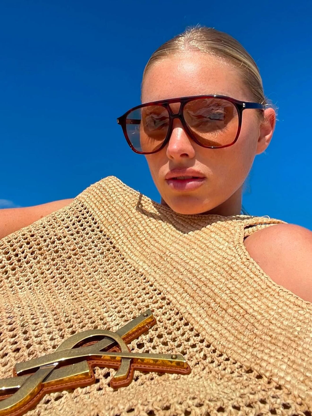 Saint Laurent SL596 Dune Sunglasses in Havana Brown