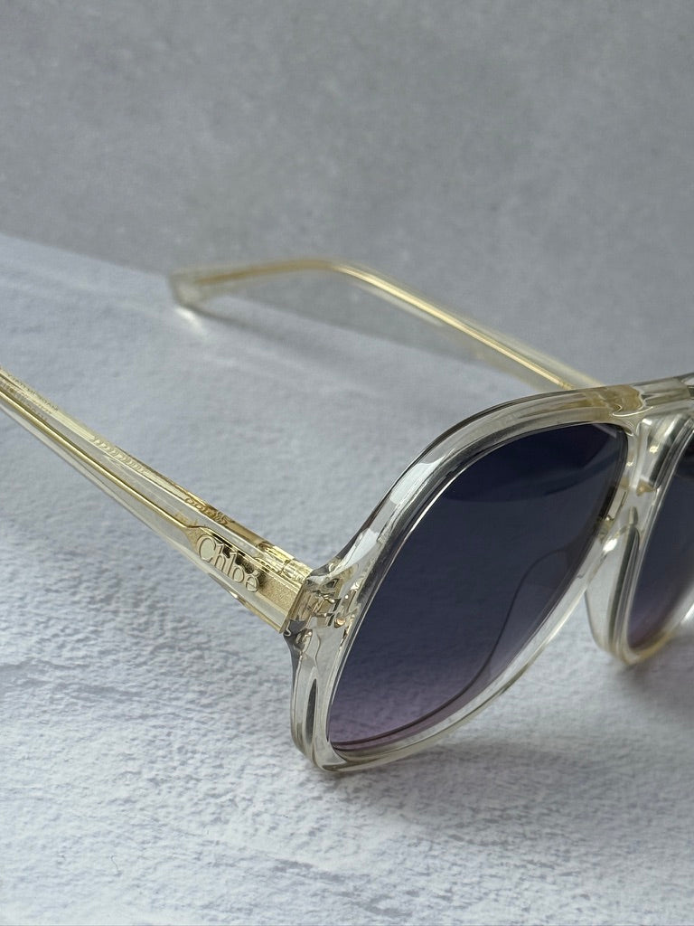 Chloe CH0289S Oversized Pilot Sunglasses in Transparent Yellow