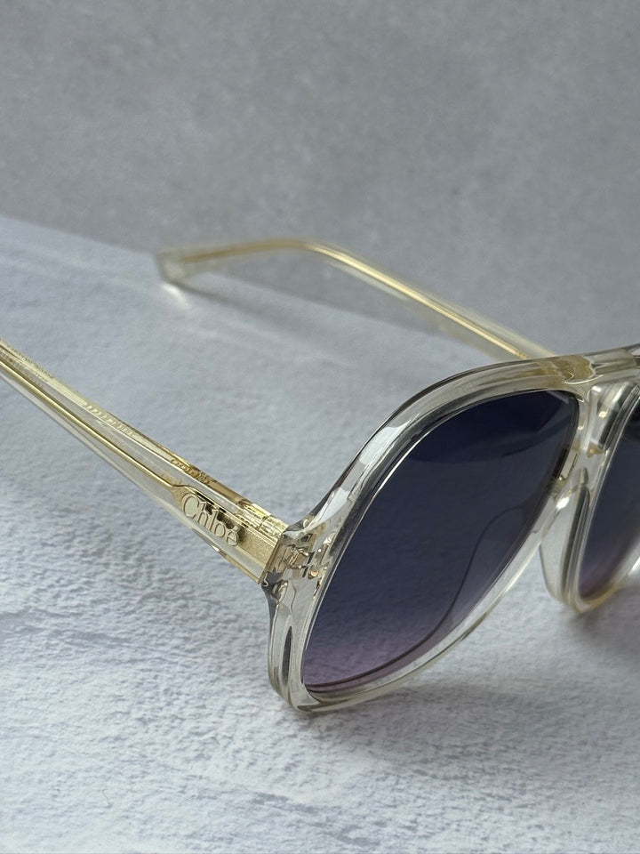 Chloe CH0289S Oversized Pilot Sunglasses in Transparent Yellow